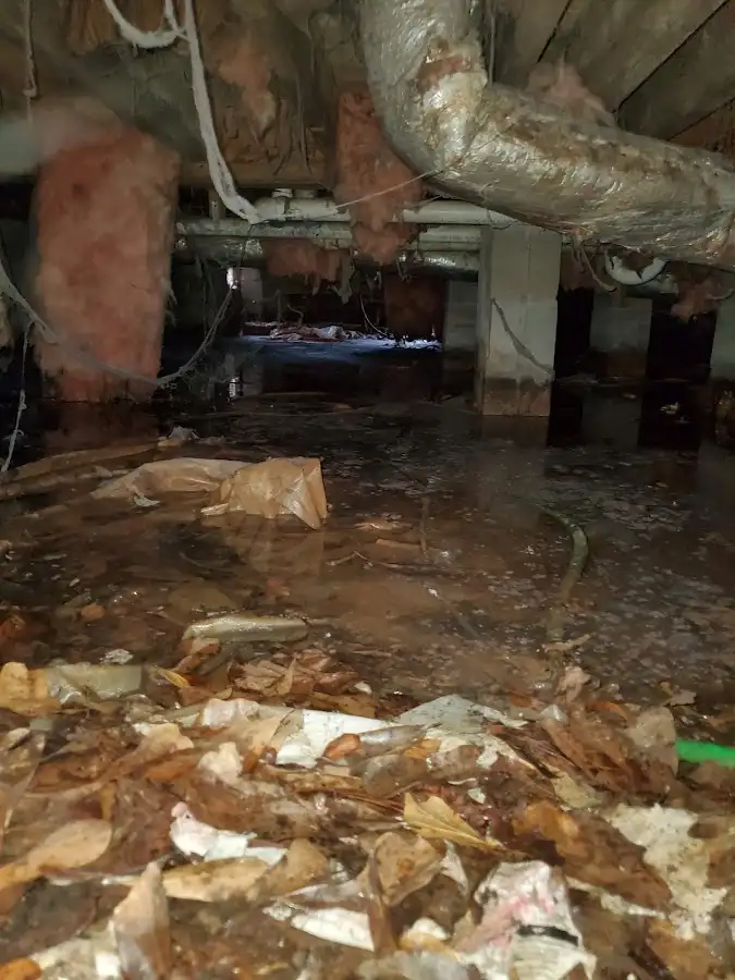Crawl space flood assessment for Commercial Water Damage Restoration in Allen Park