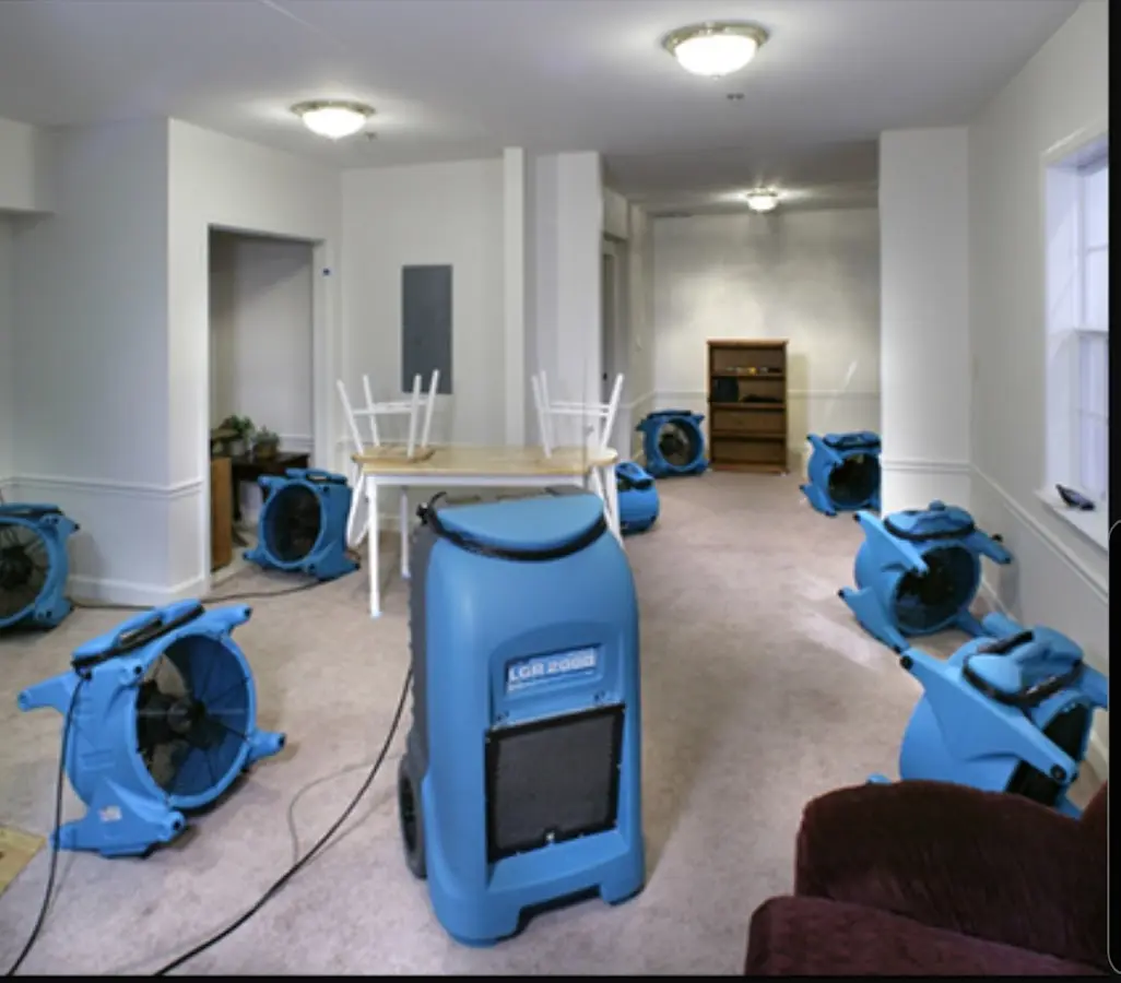 Air movers and dehumidifier setup for Water Damage Restoration in Allen Park